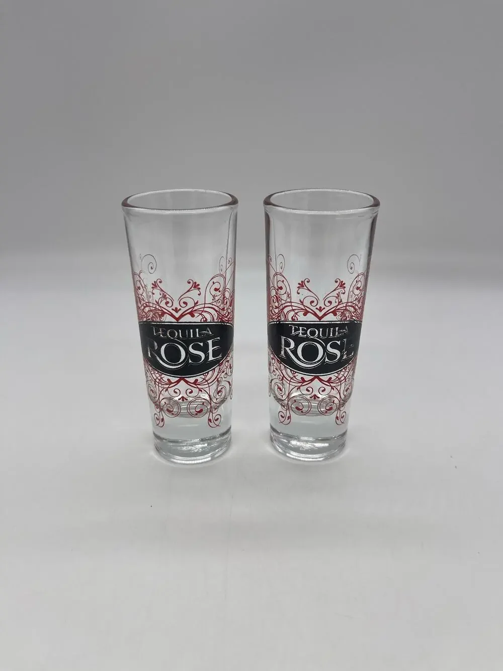 Tequila Rose 2 Shot Glasses Red & Black
